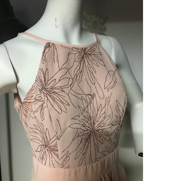 Le Chateau PLUS SIZE Blush Pink Rose Gold Champagne Fit Flare Prom summer dress - Picture 5 of 9